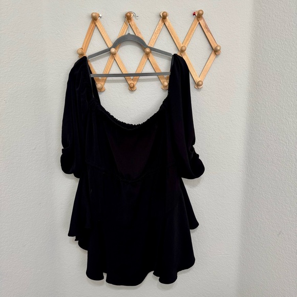 Shona Joy Core Off the Shoulder Black Ruffle Mini Dress Size 10 - Picture 5 of 7